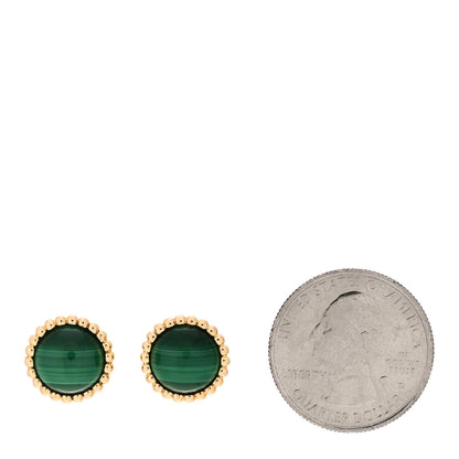 Van Cleef & Arpels 18K Yellow Gold Malachite Perlee Couleurs Earrings 2 of 5