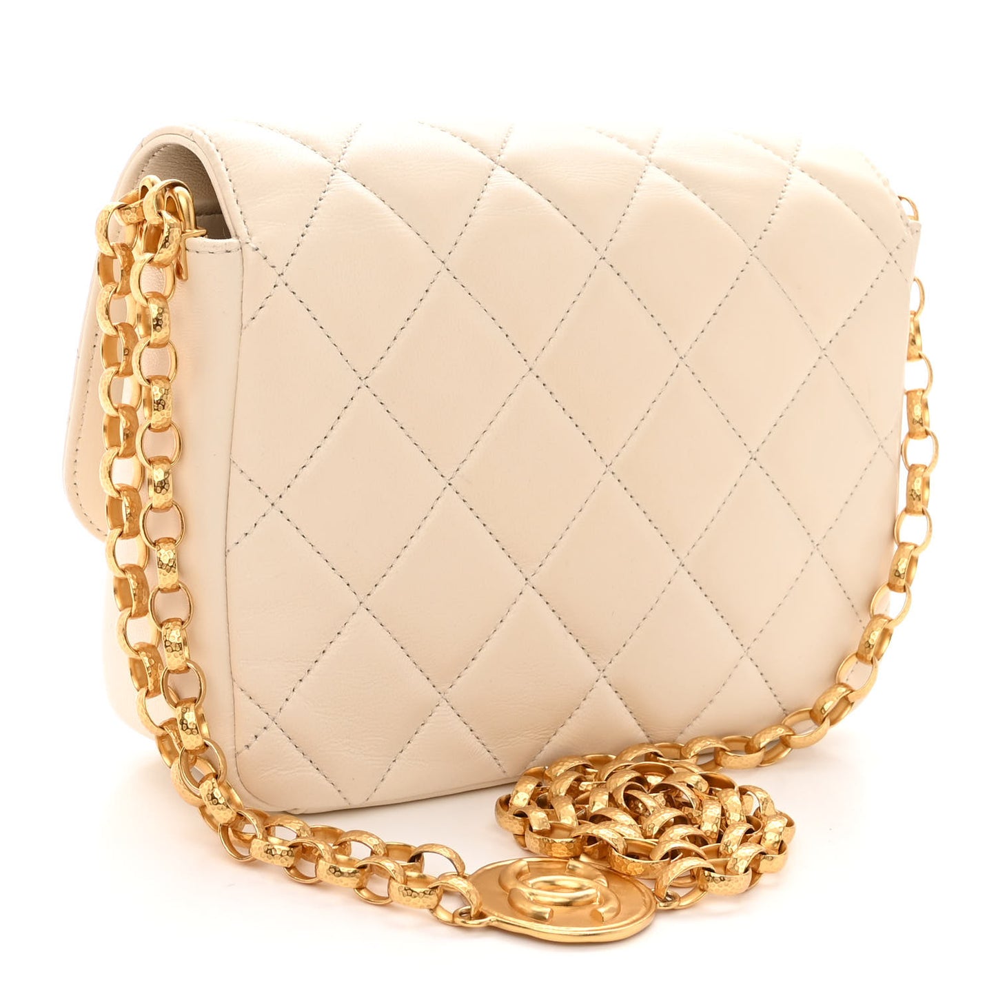 Lambskin Quilted CC Coin Flap Bag White