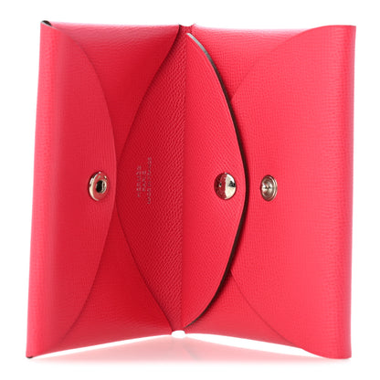 Hermes Epsom Calvi Duo Card Case Framboise 5 of 8