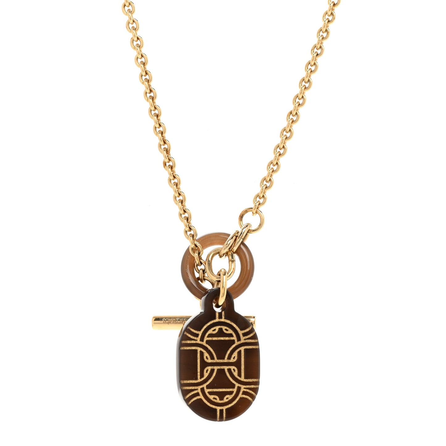 Permabrass Buffalo Horn Chaine d'Ancre Finish Pendant Necklace Dore