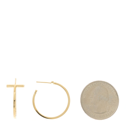 Tiffany 18K Yellow Gold Medium T Wire Hoop Earrings 2 of 5