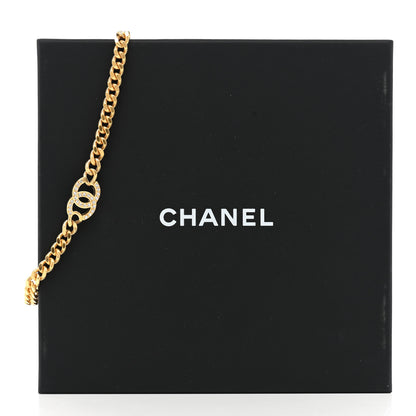 Chanel Crystal Chain Link CC Choker Necklace Gold 6 of 6