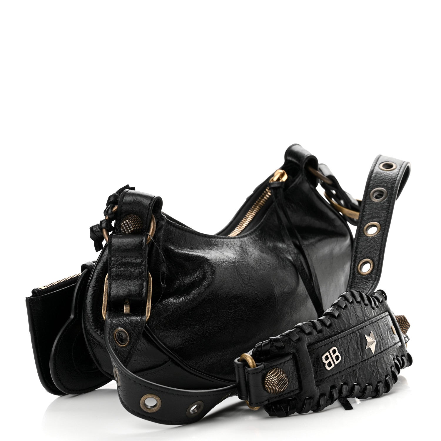 Balenciaga Agneau Arena Pin Embellished Le Cagole Shoulder Bag XS Black 3 of 10
