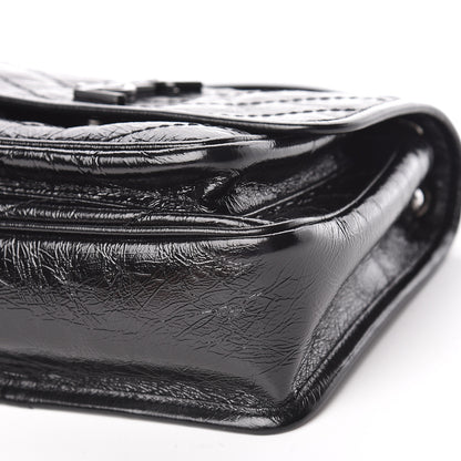 Saint Laurent Crinkled Calfskin Matelasse Monogram Baby Niki Chain Satchel Black 9 of 10