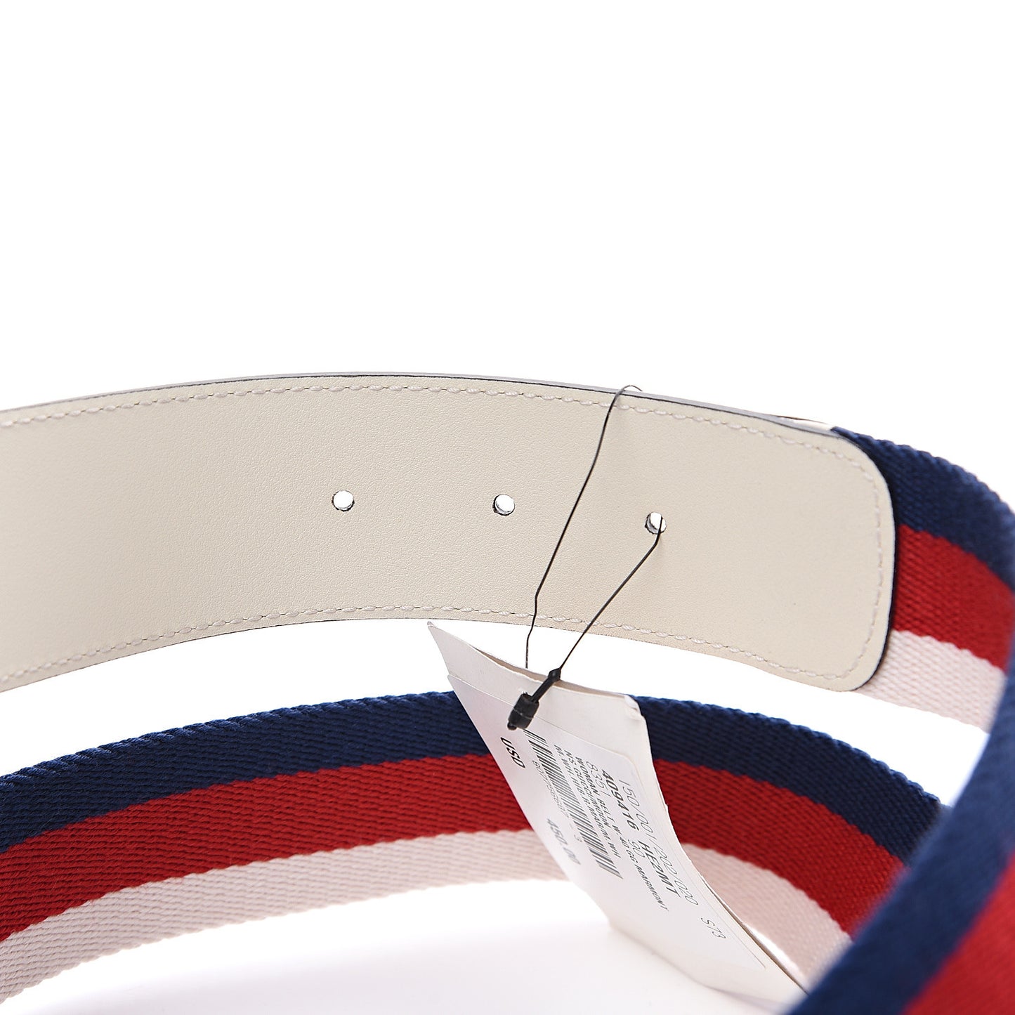 Nylon Calfskin Sylvie Web Double G 40mm Belt 90 36 Mystic White Hibiscus Red Maritime