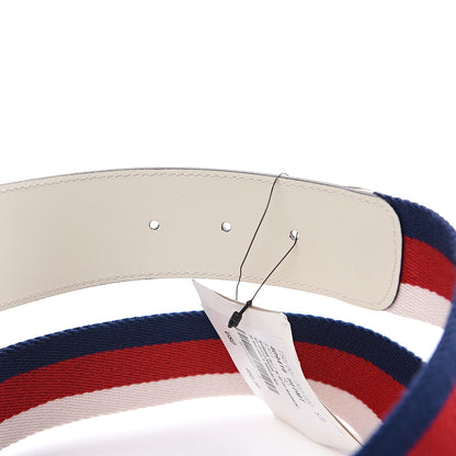 Gucci Nylon Calfskin Sylvie Web Double G 40mm Belt 90 36 Mystic White Hibiscus Red Maritime 3 of 4