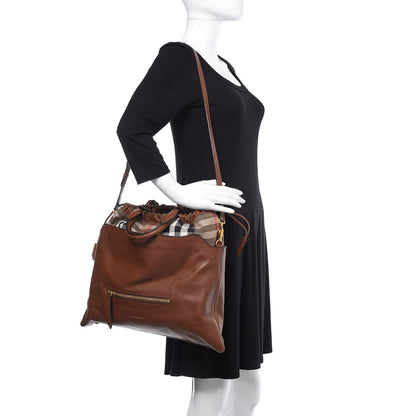 Burberry Soft Calfskin House Check Big Crush Tote Brown Ochre 2 of 10