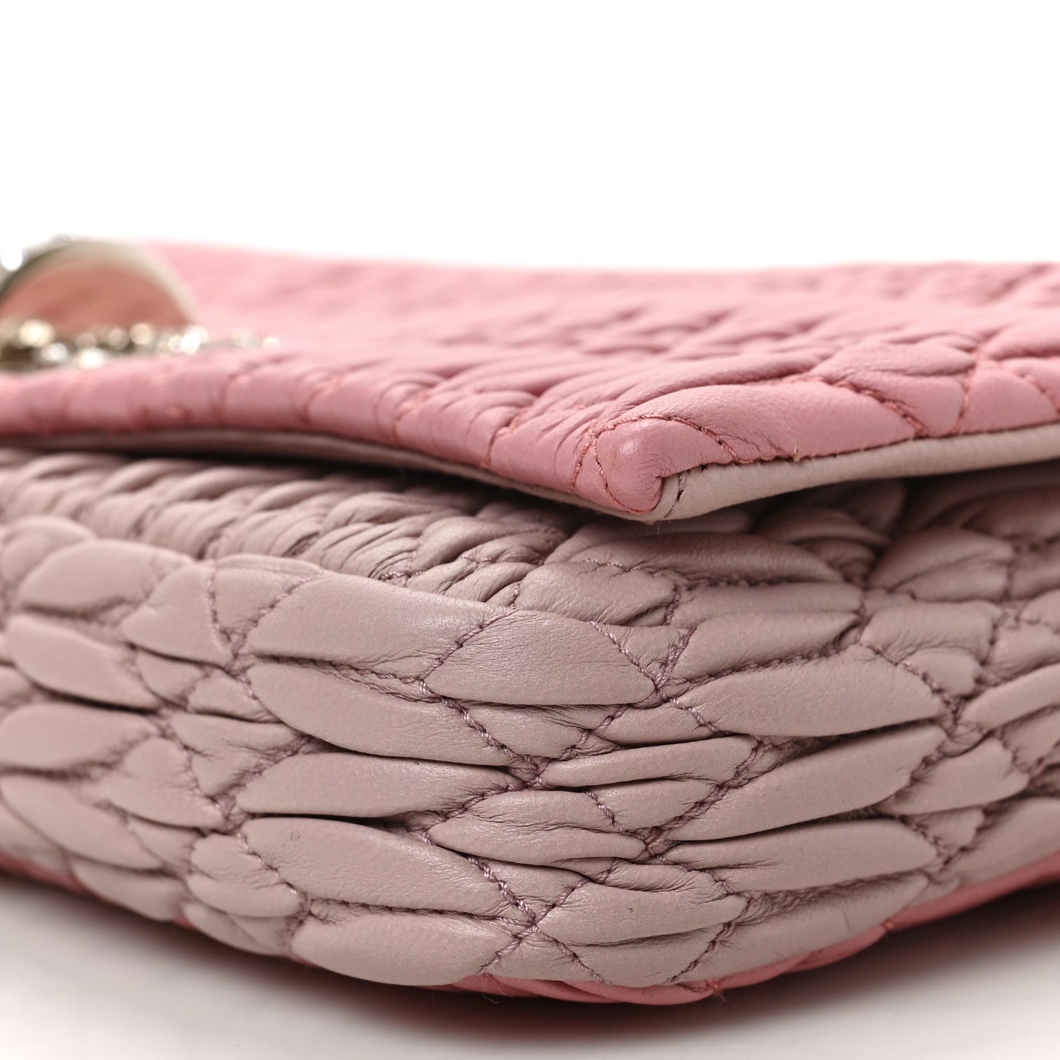 Miu Miu Nappa Matelasse Bi-Color Crystal Flap Clutch Pink Pomice 7 of 7