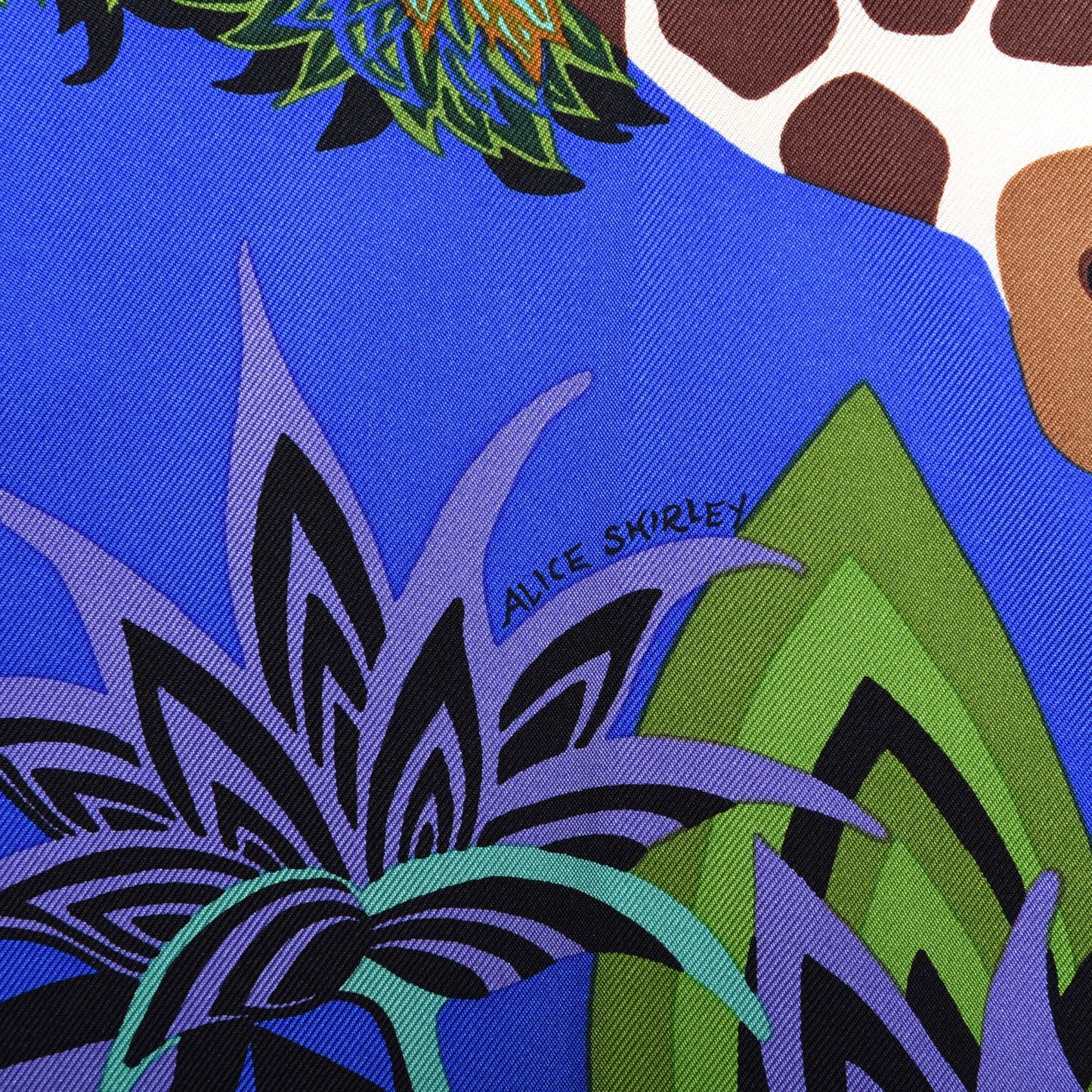 Silk The Three Graces Scarf 90 Bleu Vif Marron Vert