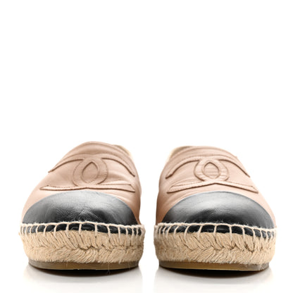 Chanel Lambskin CC Espadrilles 38 Beige Black 2 of 14