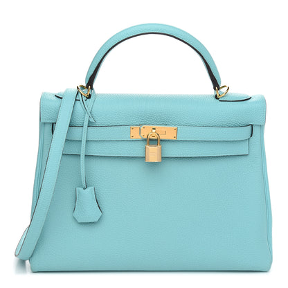 Hermes Togo Kelly Retourne 32 Bleu Atoll 1 of 40