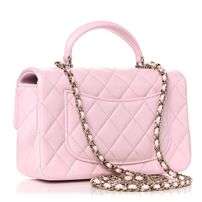 Chanel Lambskin Quilted Mini Top Handle Rectangular Flap Light Pink 3 of 10