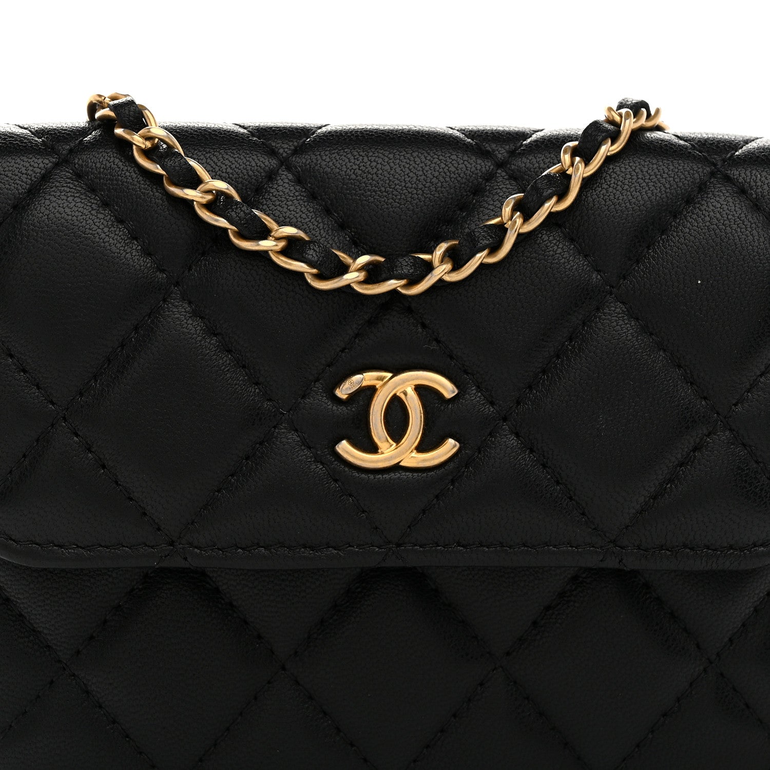 Chanel Lambskin Quilted Pearl Crush Clutch With Chain Black 9 of 11