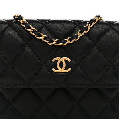 Chanel Lambskin Quilted Pearl Crush Clutch With Chain Black 9 of 11