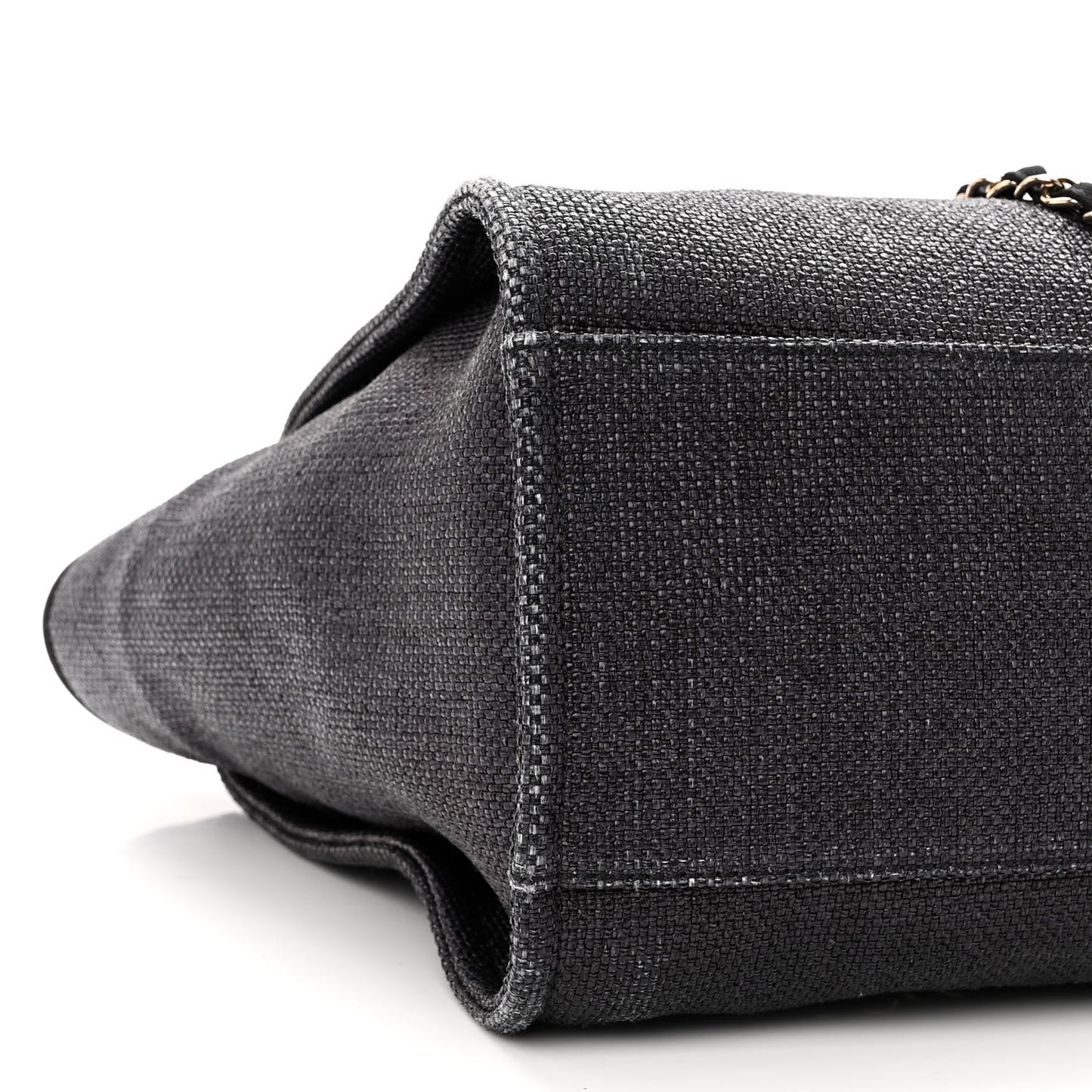 Woven Straw Raffia Medium Deauville Tote Black