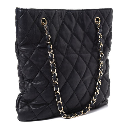 Chanel Crumpled Lambskin Quilted CC Shopping Tote Black 2 of 5