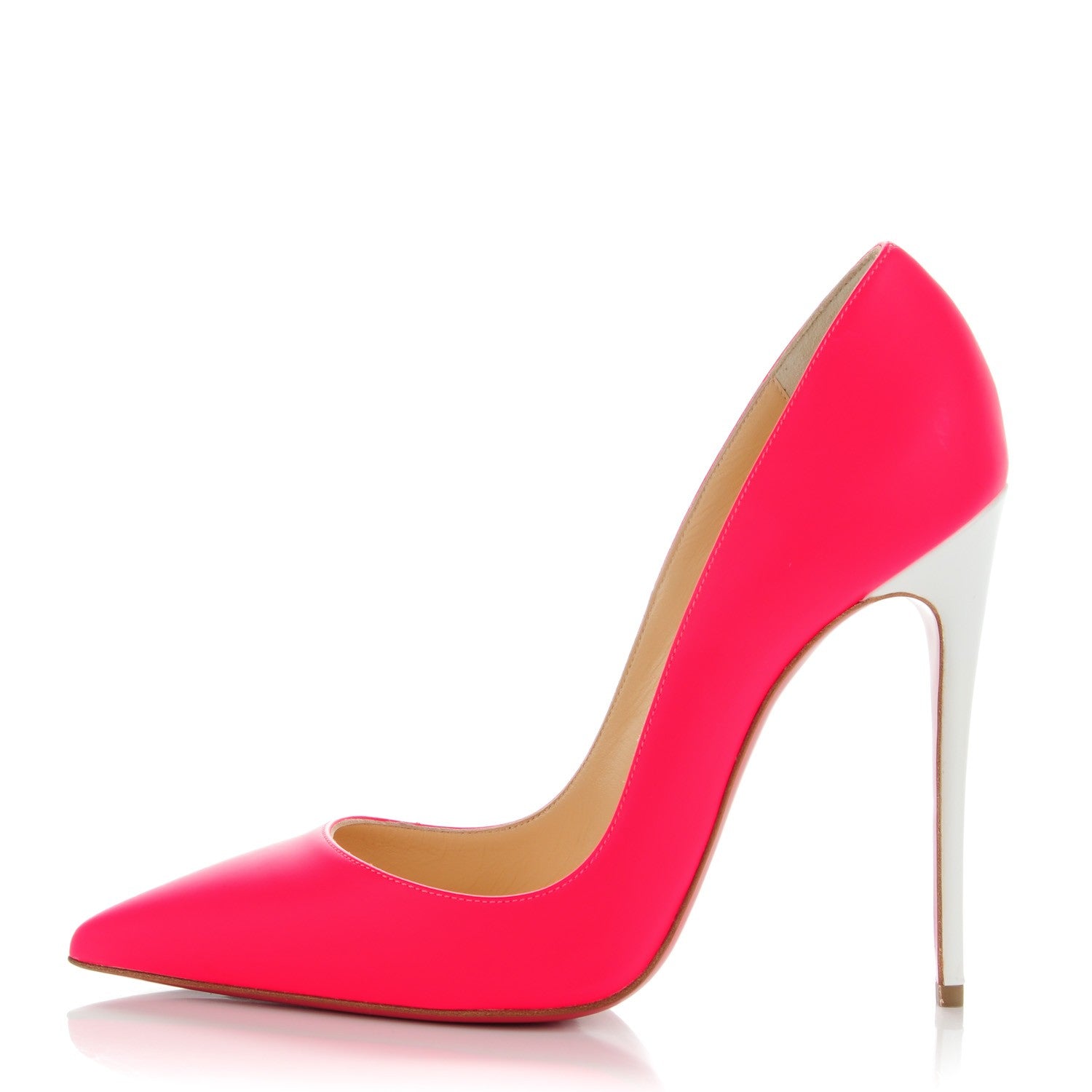 Christian Louboutin Matte Calfskin Jazz Calf Fluo So Kate 120 Pumps 38 Fuchsia White 1 of 8