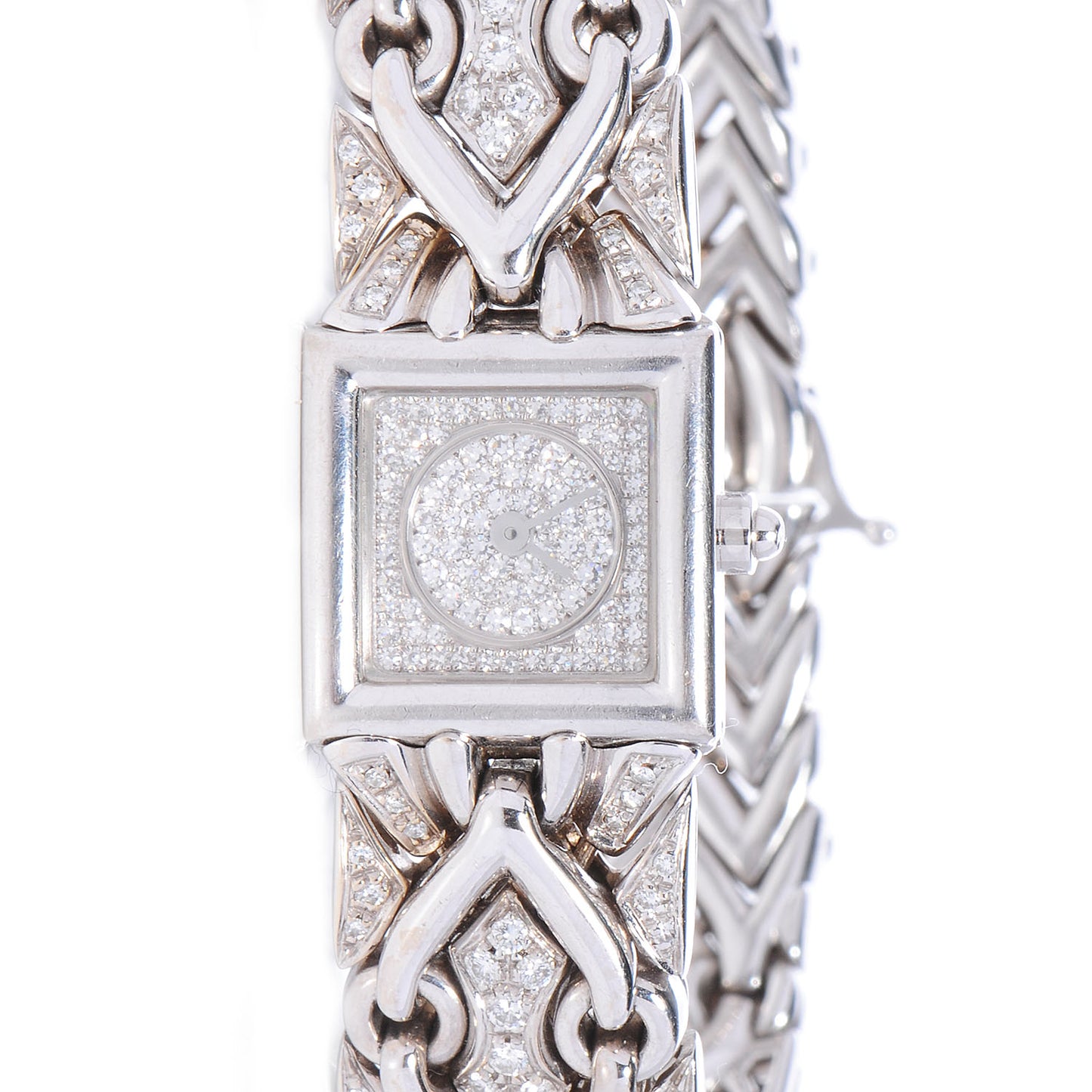 18K White Gold Diamond Pave 22mm Trika Quartz Watch