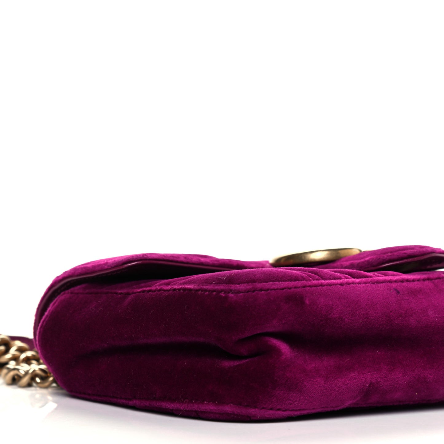 Velvet Matelasse Mini GG Marmont Shoulder Bag Fuchsia Violet Cyclamen