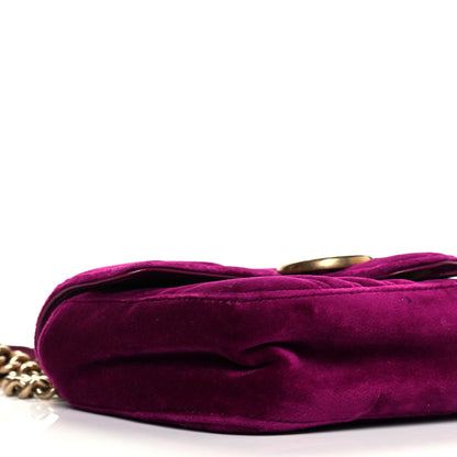 Gucci Velvet Matelasse Mini GG Marmont Shoulder Bag Fuchsia Violet Cyclamen 10 of 12