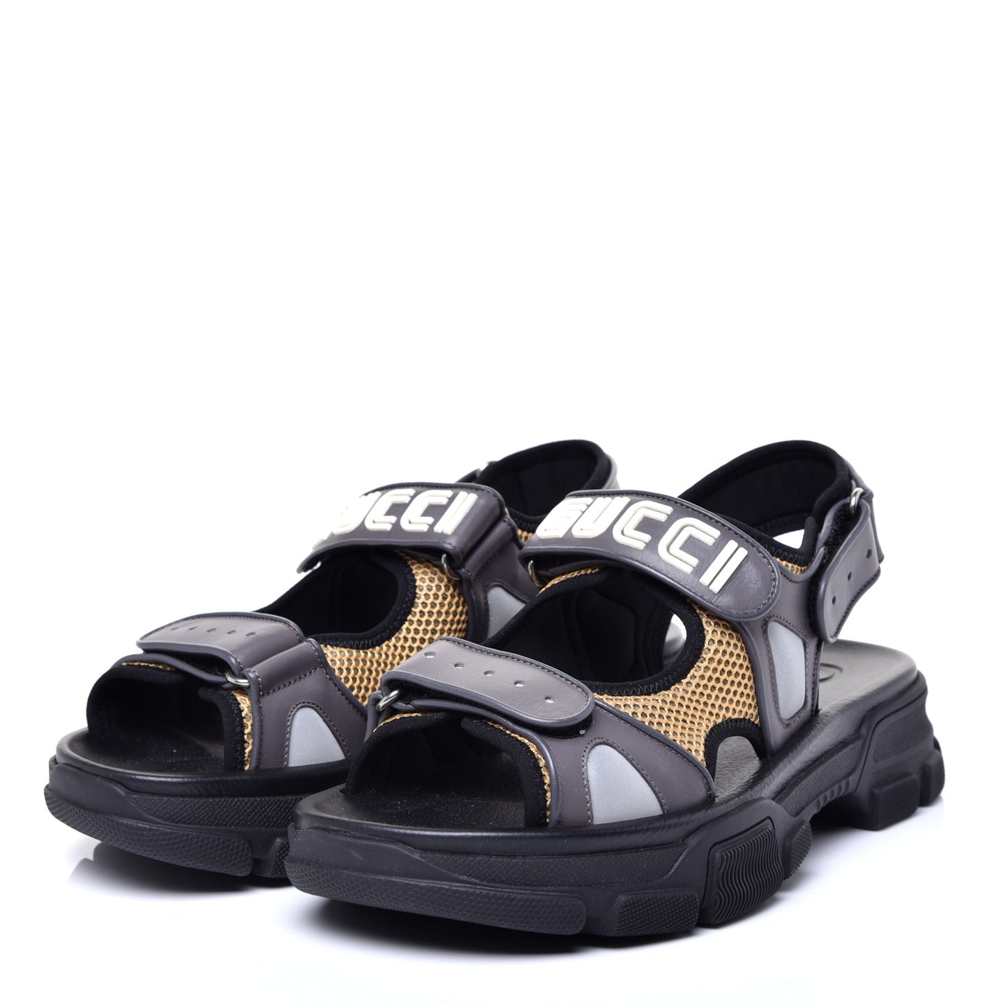X SEGA Nappa Mesh Mens Aguru Sandals 8 Loess Black