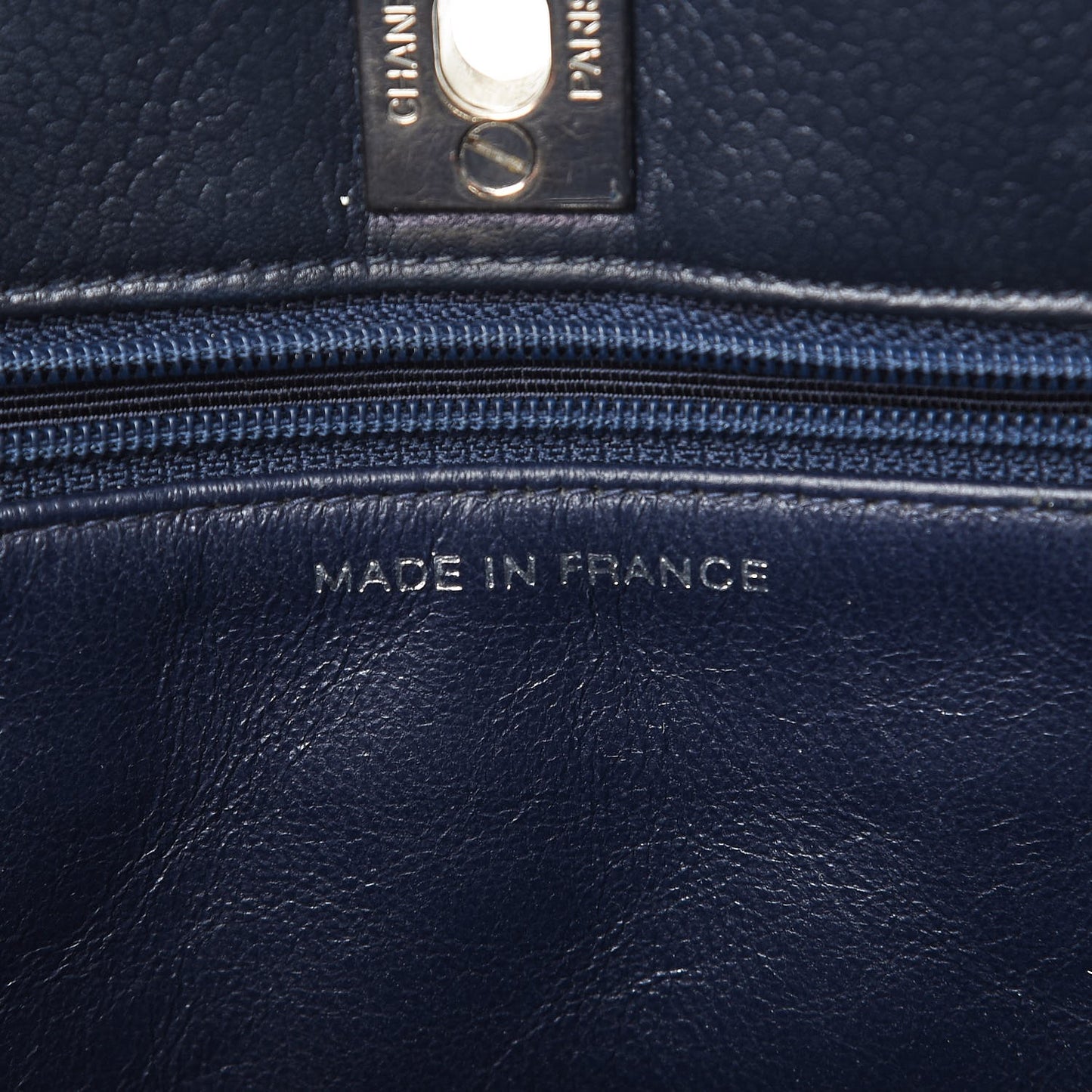 Caviar Quilted Shopper Tote Navy