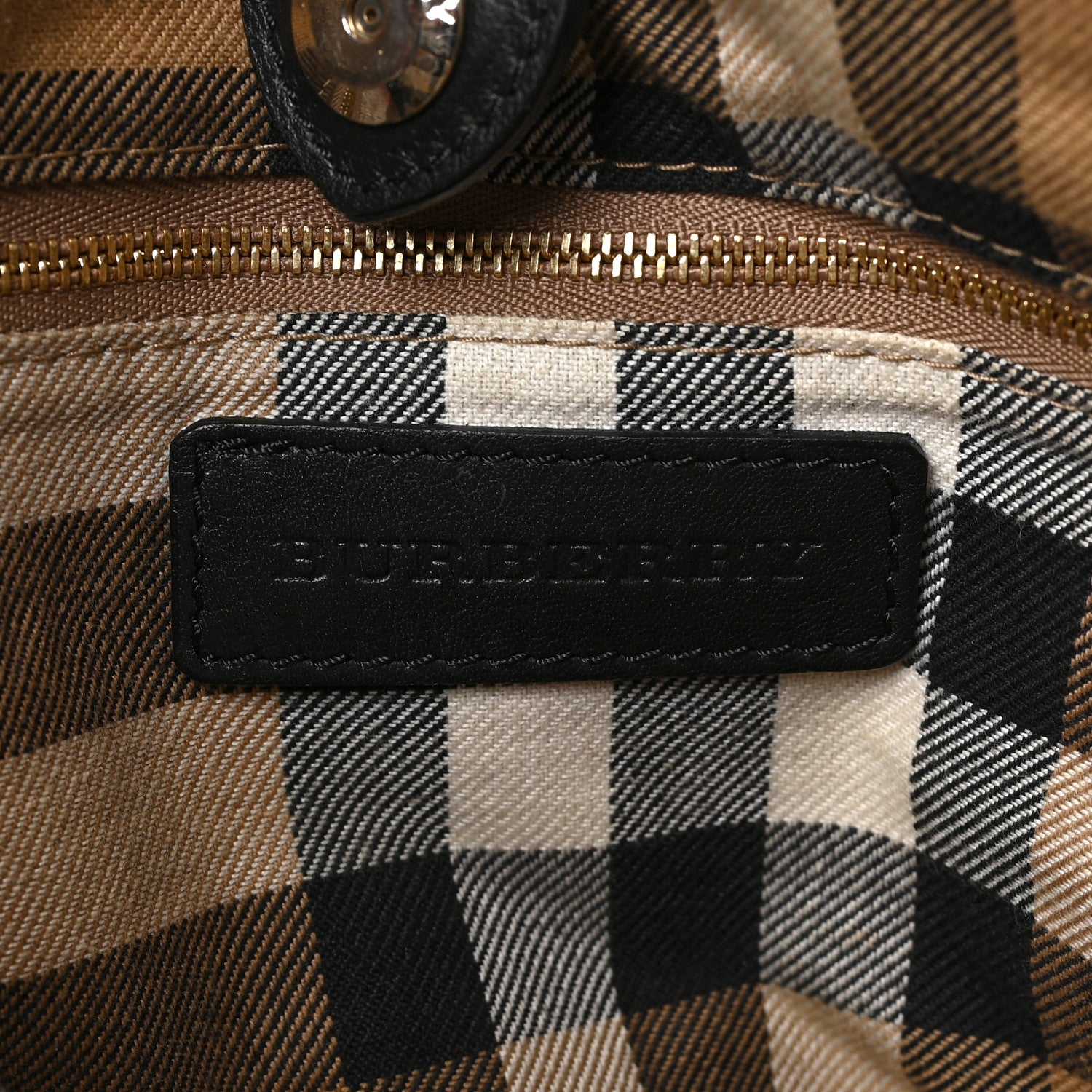 Burberry Derby Calfskin House Check Medium Banner Tote Black 6 of 12