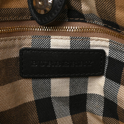 Burberry Derby Calfskin House Check Medium Banner Tote Black 6 of 12
