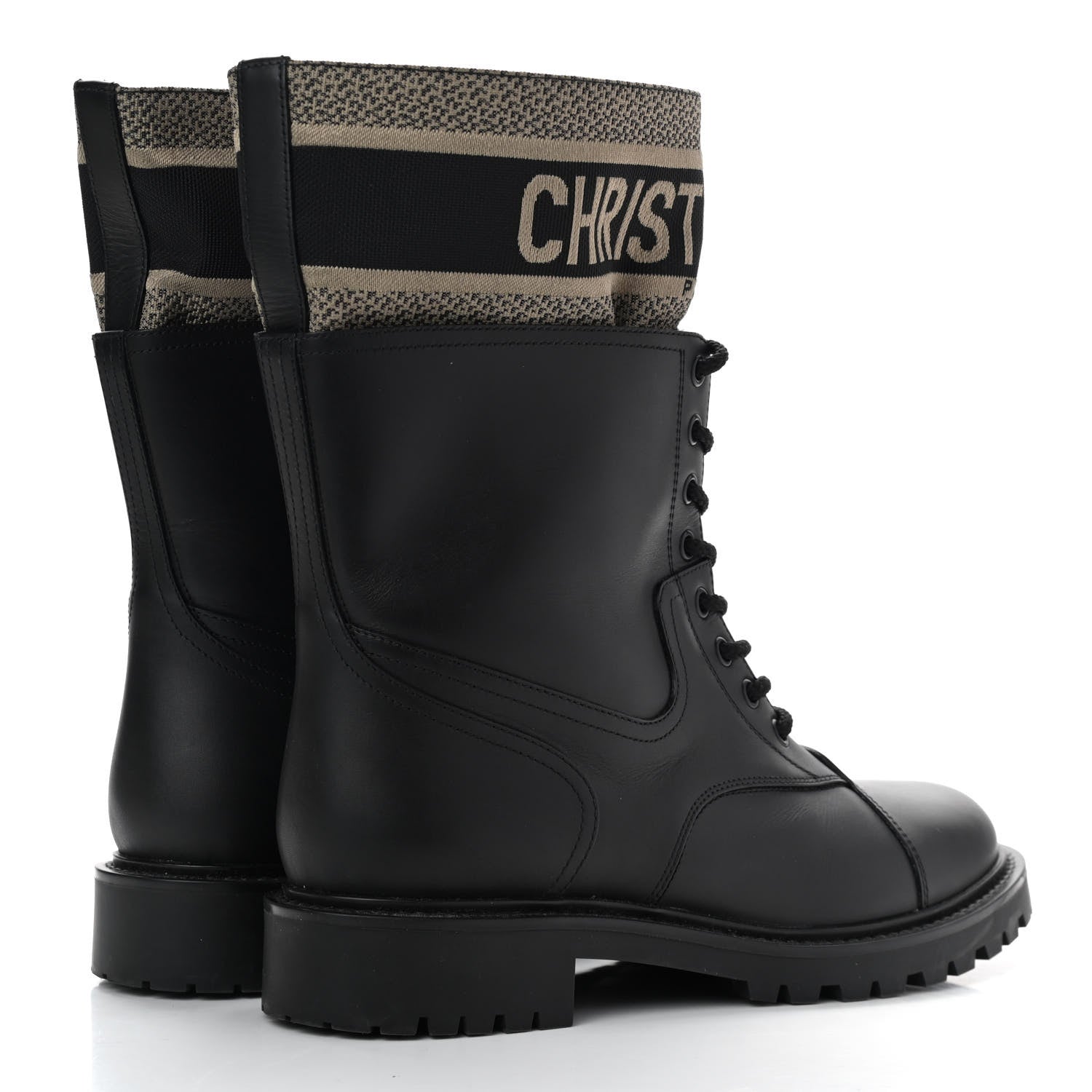 Christian Dior Calfskin Technical Fabric D-Major Ankle Boots 39.5 Black Taupe 4 of 8
