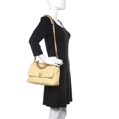 Chanel Lambskin Quilted Large 19 Flap Yellow 2 of 9