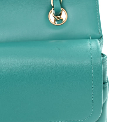 Chanel Lambskin Chevron Quilted Medium Double Flap Turquoise 11 of 13