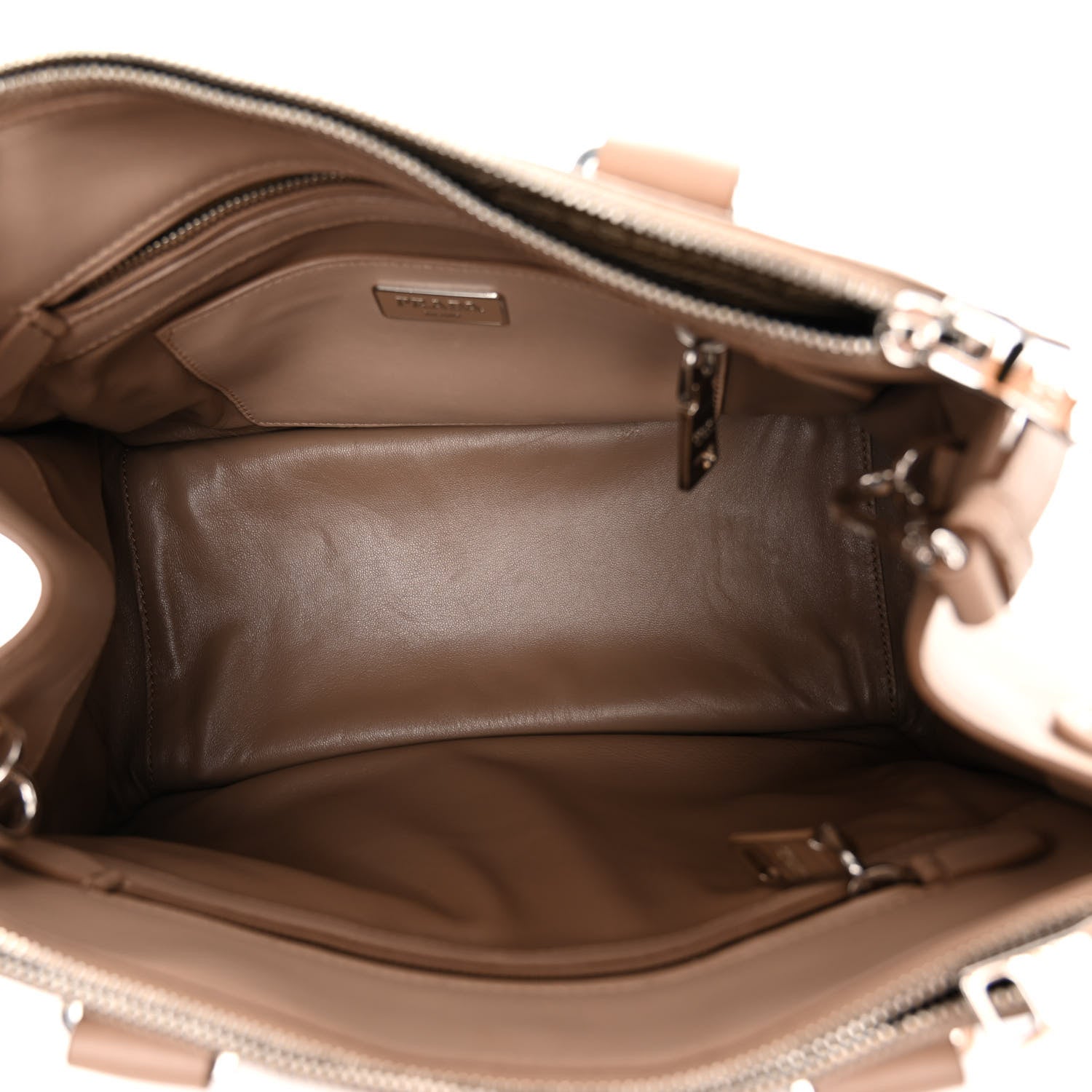 Prada City Calf Small Hand Stitched Galleria Double Zip Tote Cannella 5 of 11