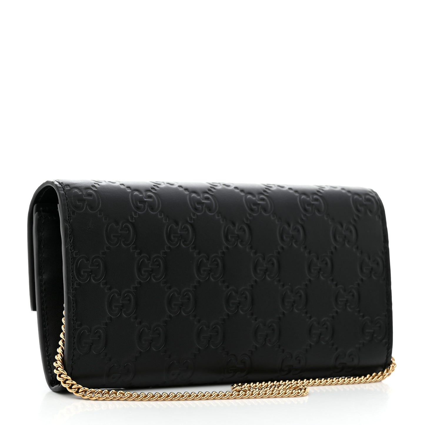 Guccissima Padlock Continental Chain Wallet Black