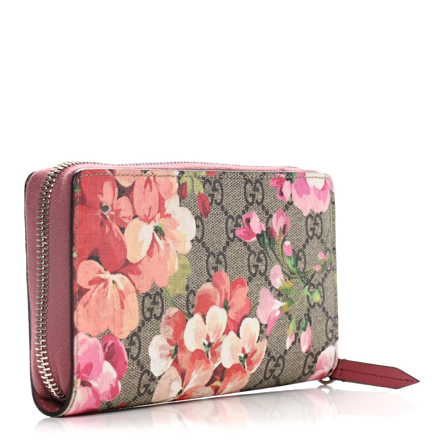 Gucci GG Supreme Monogram Blooms Zip Around Wallet Beige Multicolor Dry Rose 3 of 7