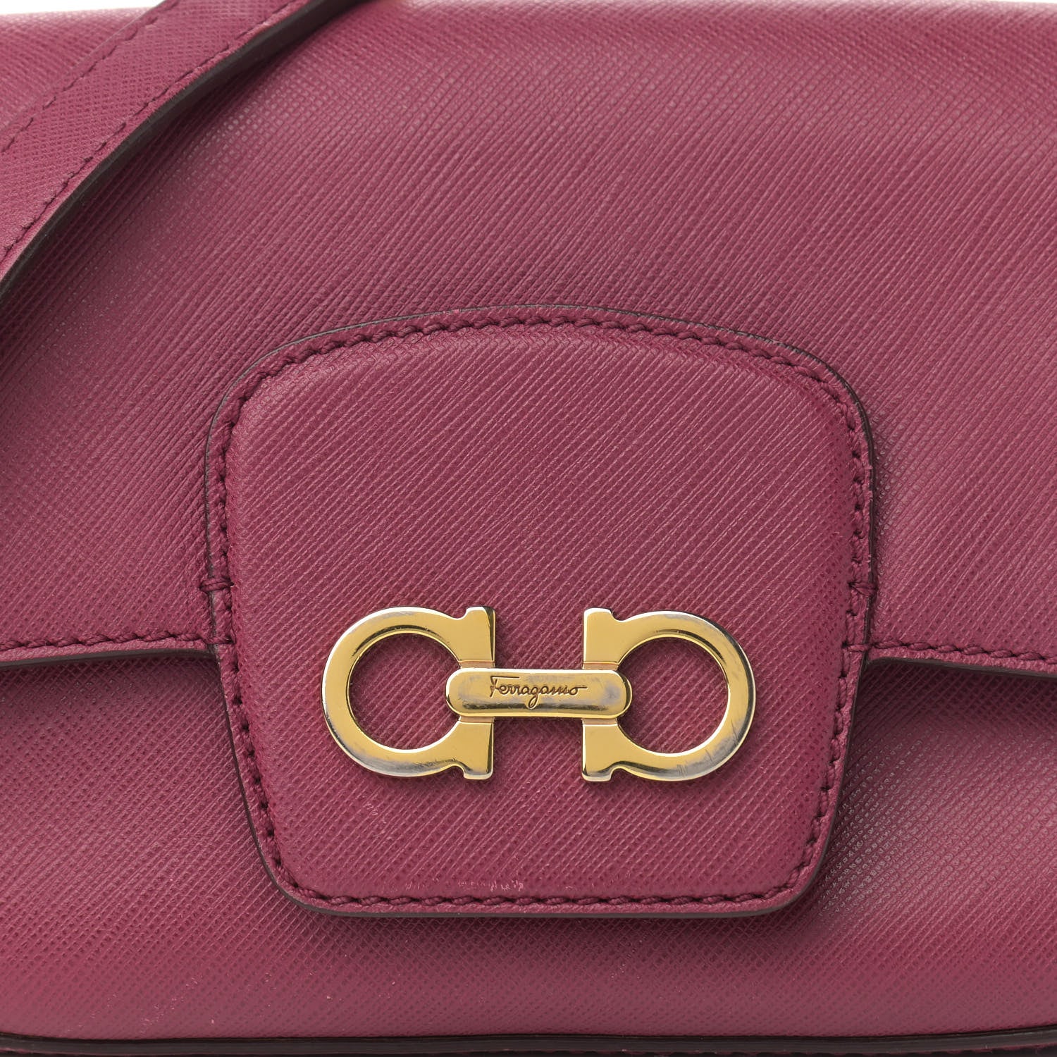 Salvatore Ferragamo Printed Calfskin Crossbody Bag Burgundy 8 of 14