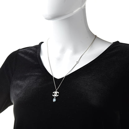Chanel Enamel CC Drop Necklace Silver 2 of 6