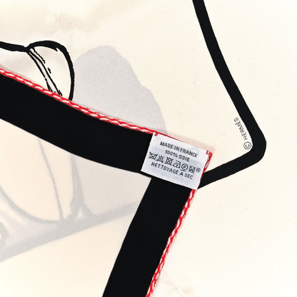 Hermes Silk Swinging Saint Germain Scarf 70 White Black Rouge 3 of 3