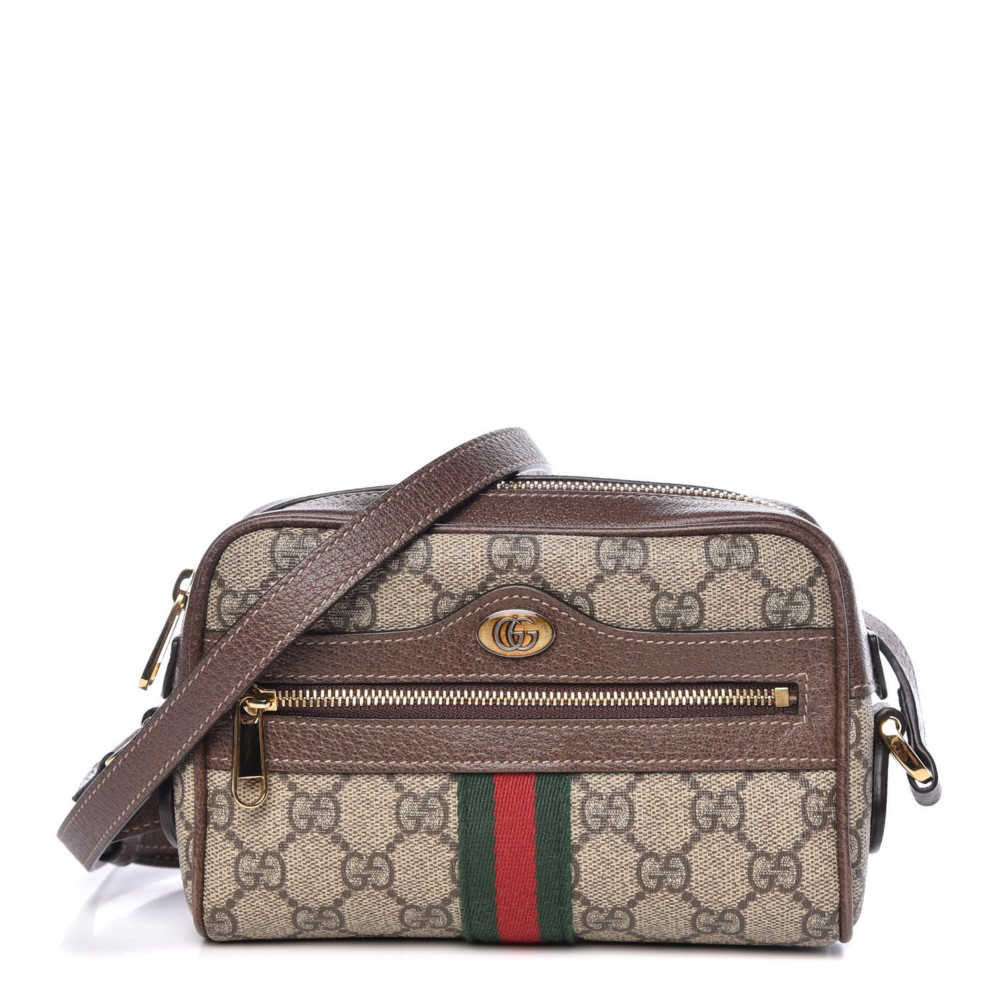 GG Supreme Monogram Web Mini Ophidia Shoulder Bag Brown