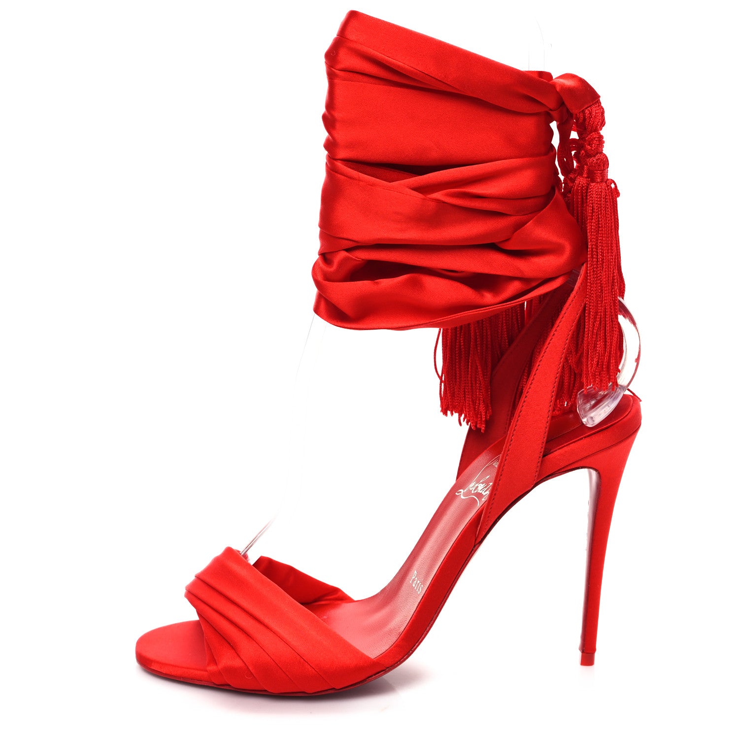 Christian Louboutin Crepe Satin Sevillana 100 Sandal 37.5 Ole 1 of 8