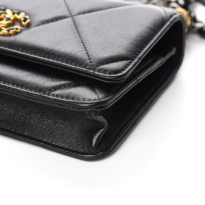 Chanel Goatskin Quilted 19 Wallet On Chain WOC Black 10 of 12