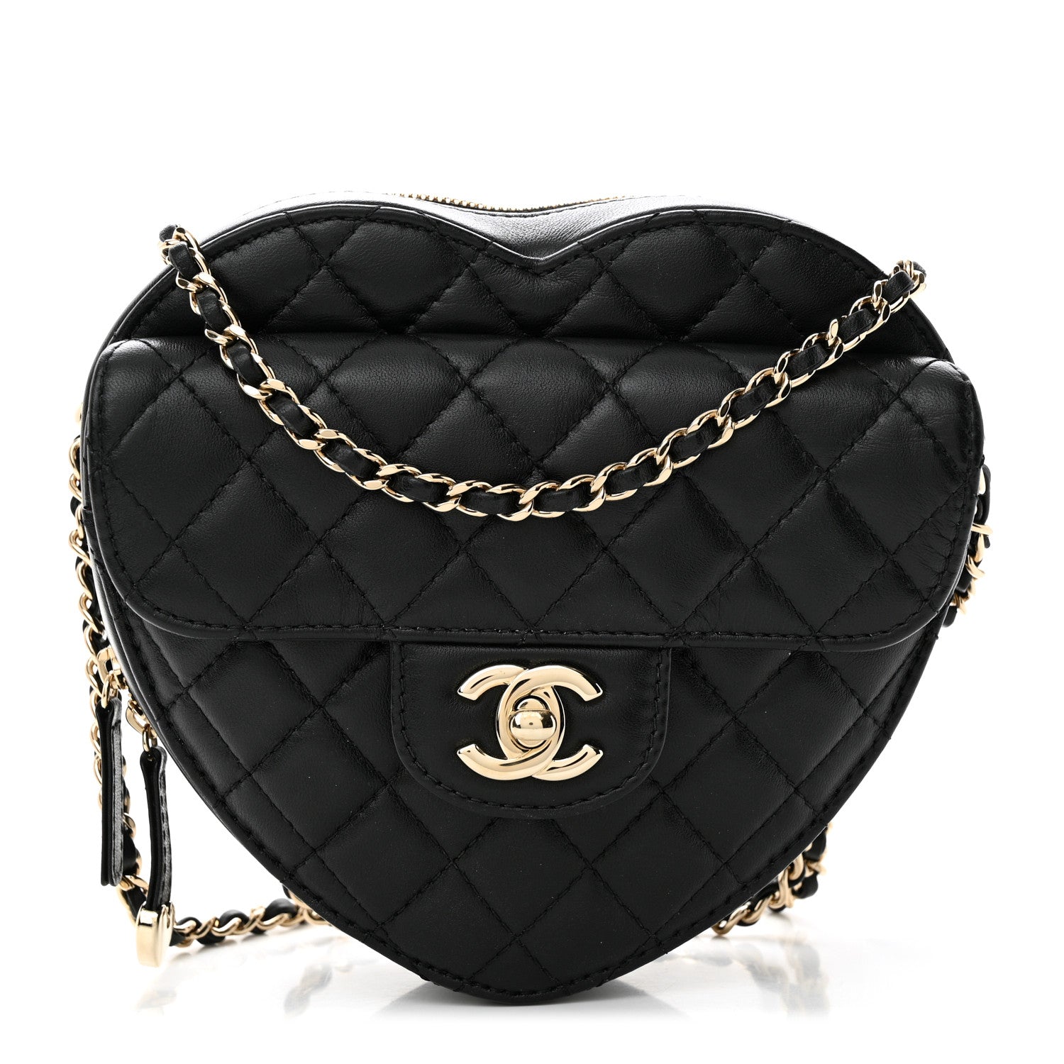 Chanel Lambskin Quilted CC In Love Heart Bag Black 1 of 11