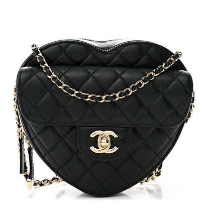 Chanel Lambskin Quilted CC In Love Heart Bag Black 1 of 11