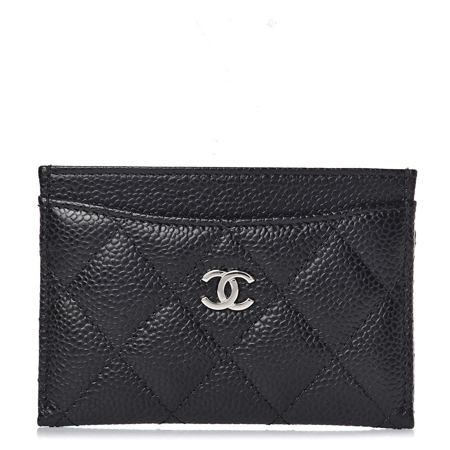 Caviar Quilted Card Holder Black