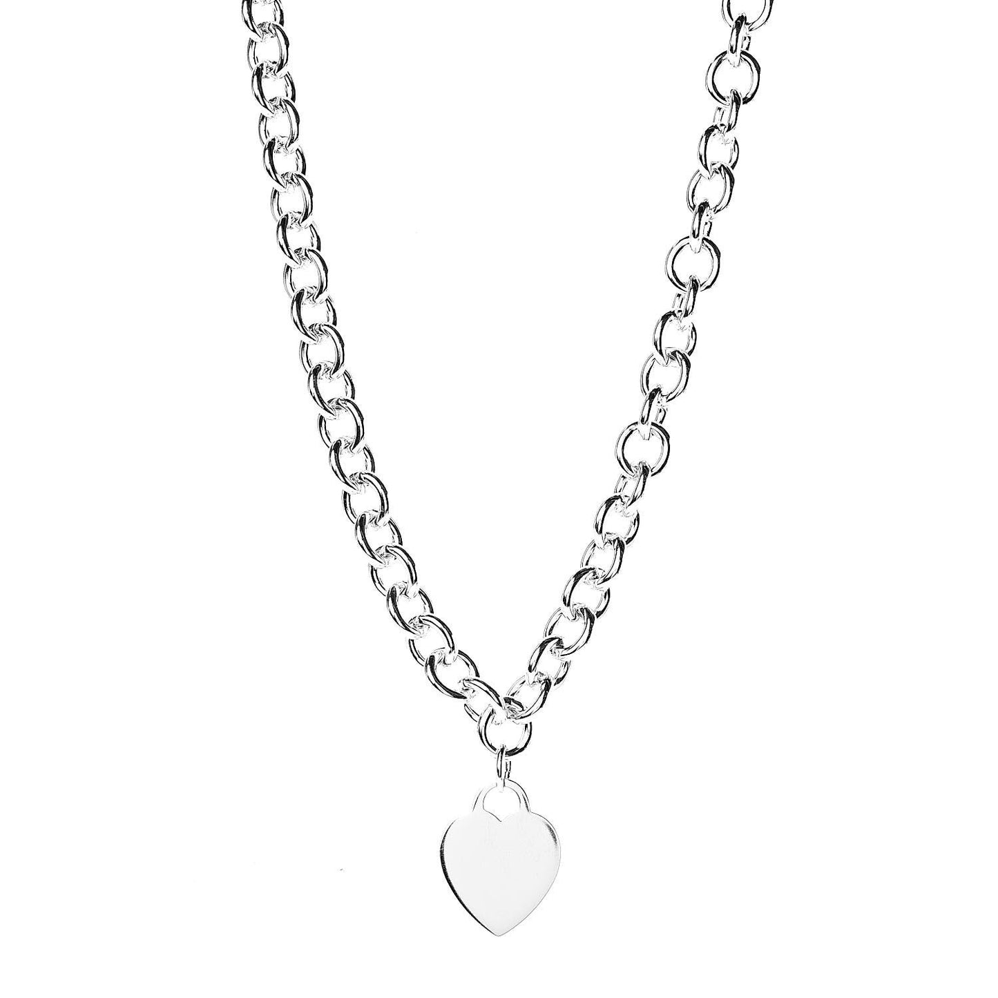 Sterling Silver Heart Tag Necklace