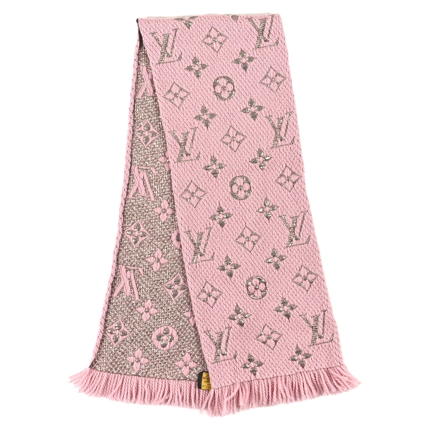Louis Vuitton Wool Silk Logomania Shine Scarf Pink 2 of 3