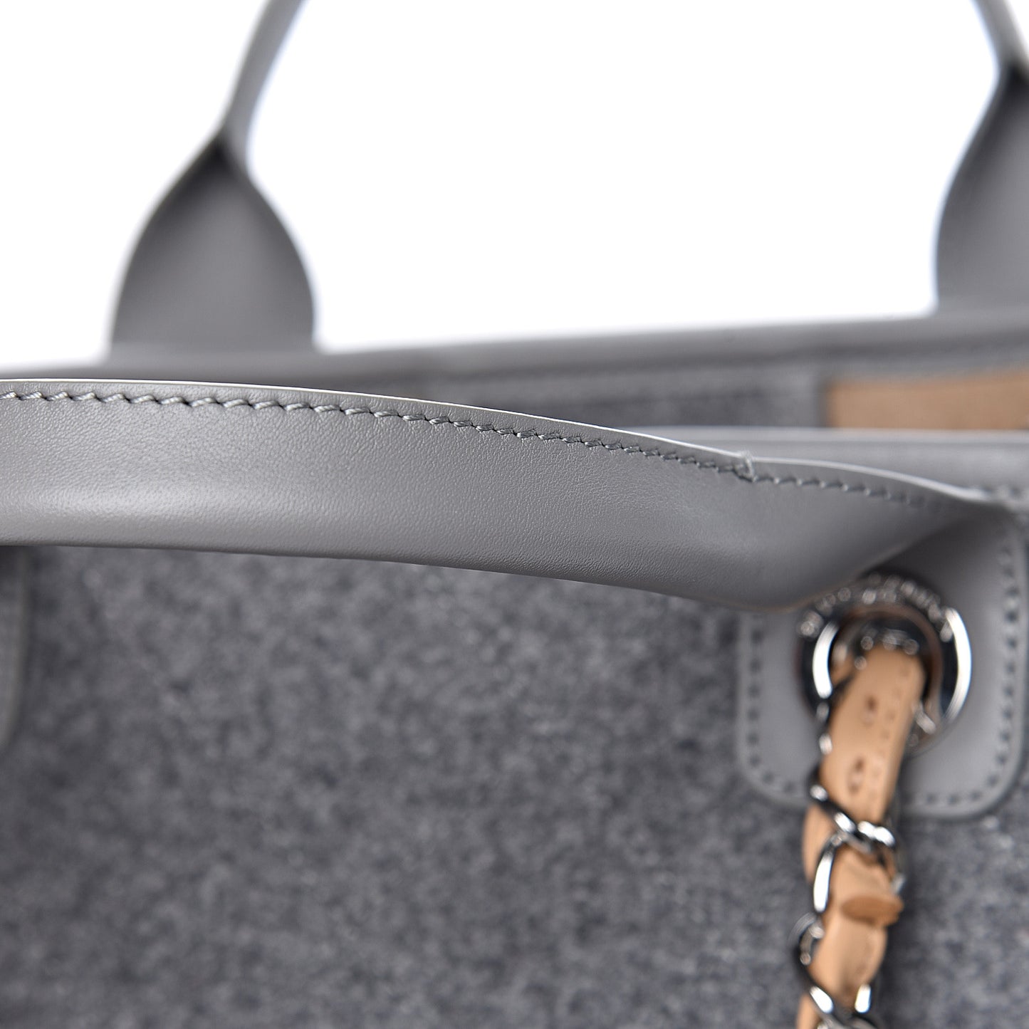 Wool Felt Large Deauville Tote Grey Beige