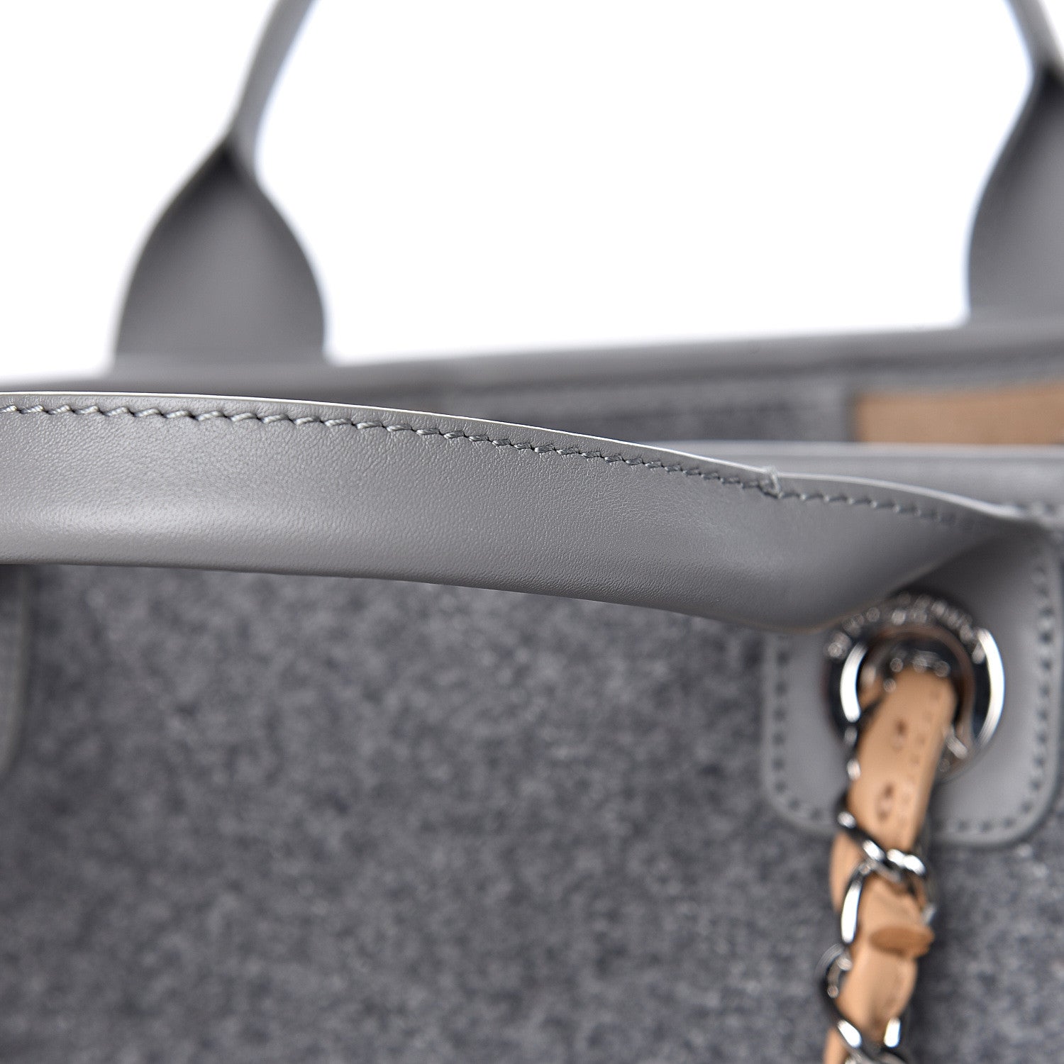 Chanel Wool Felt Large Deauville Tote Grey Beige 12 of 14