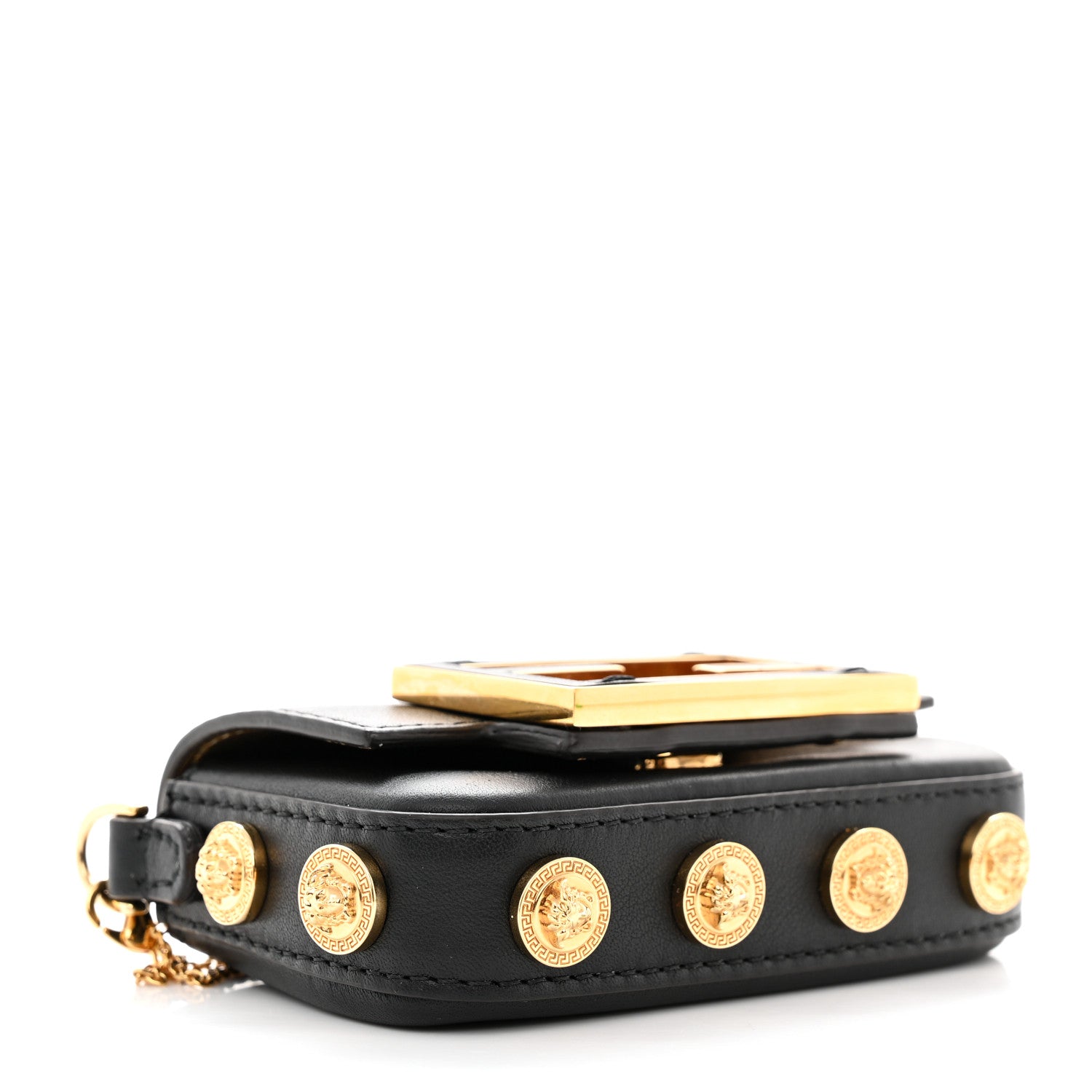 Fendi X VERSACE Vitello Seta Fendace Studded Nano Brooch Baguette Black 4 of 9