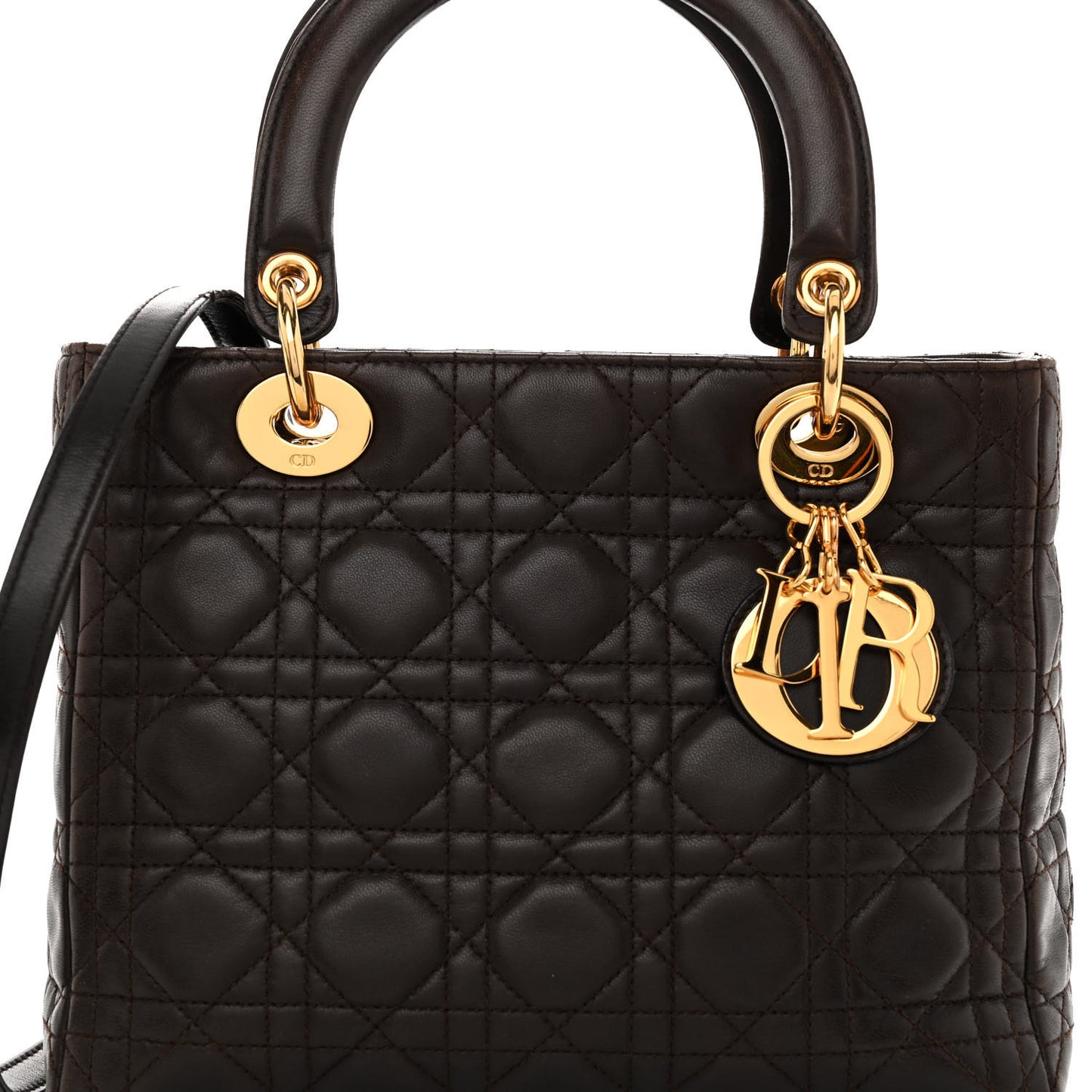 Lambskin Cannage Medium Lady Dior Dark Brown