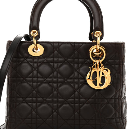 Christian Dior Lambskin Cannage Medium Lady Dior Dark Brown 7 of 9